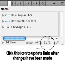 Update Links Icon in InDesign